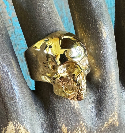 14k Gold Plated Yorick Memento Mori Full Skull Ring