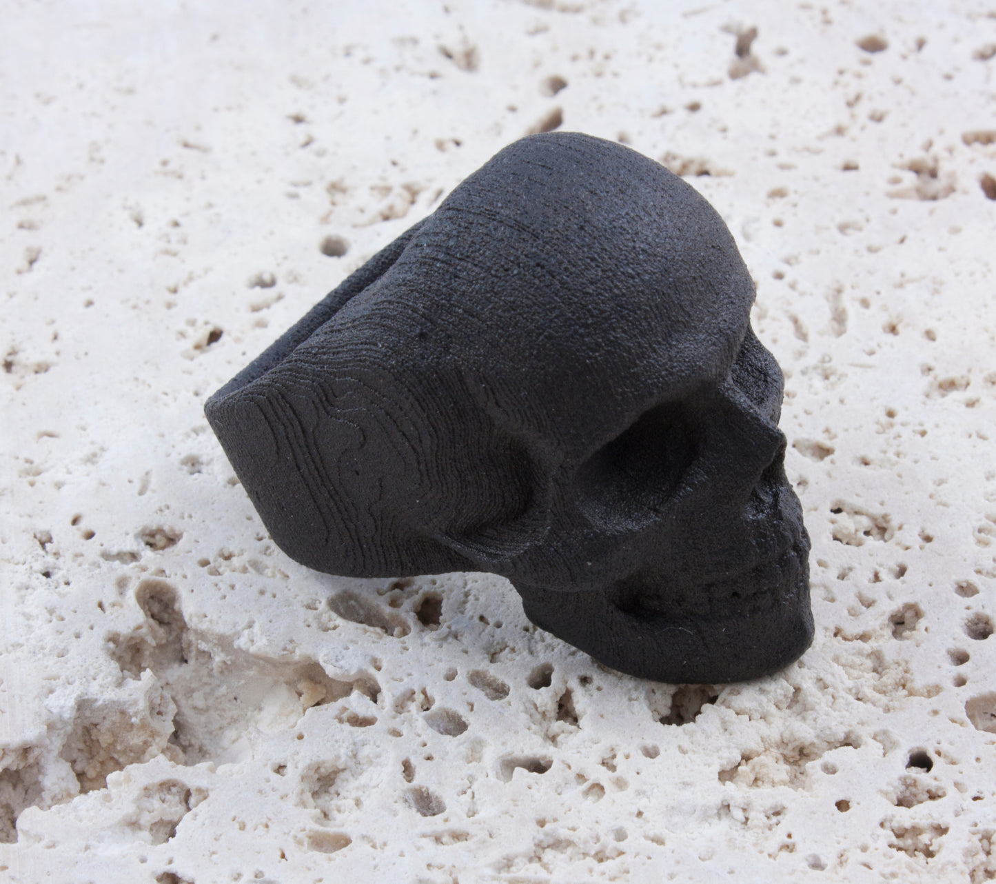 Blackened Steel Yorick Memento Mori Full Skull Ring