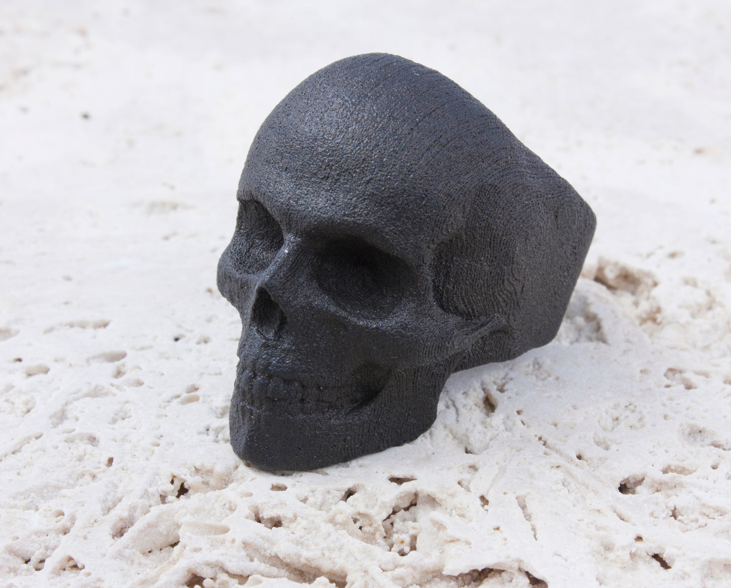 Blackened Steel Yorick Memento Mori Full Skull Ring