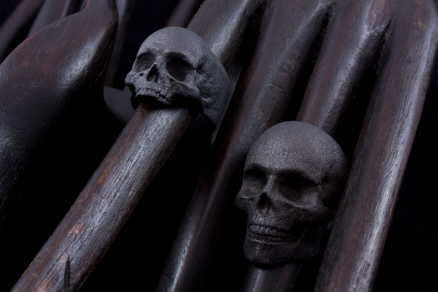 Blackened Steel Yorick Memento Mori Skull Ring