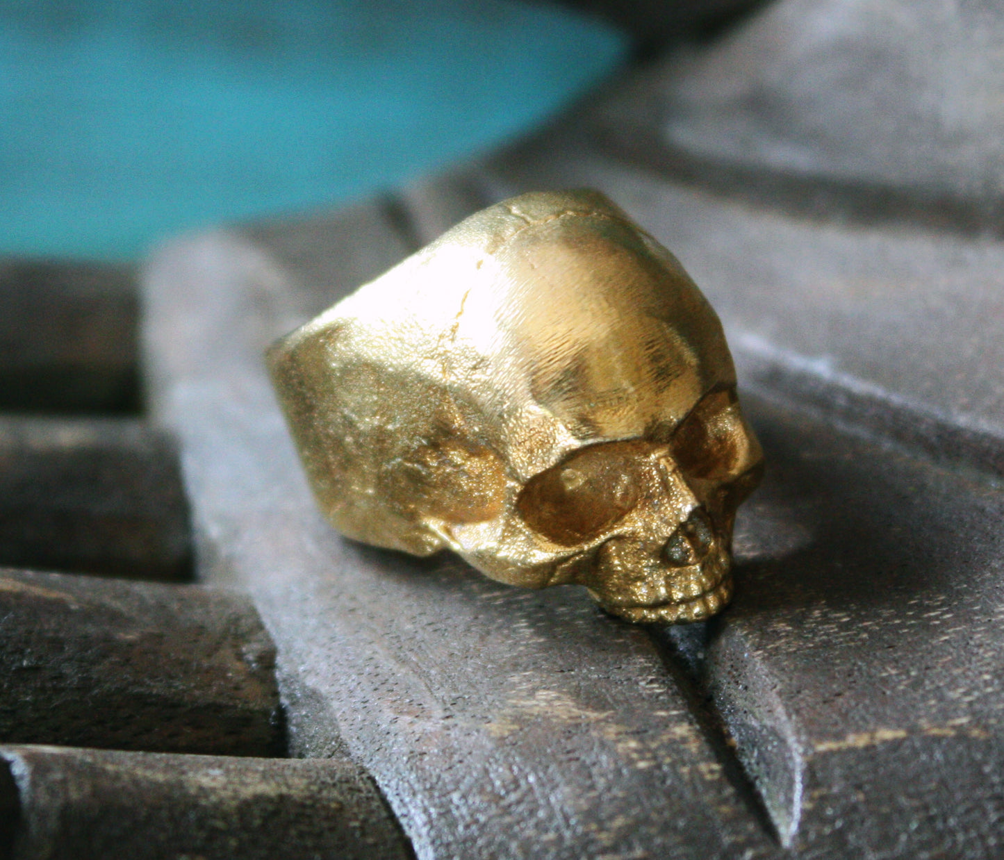 Brass Yorick Memento Mori Skull Ring
