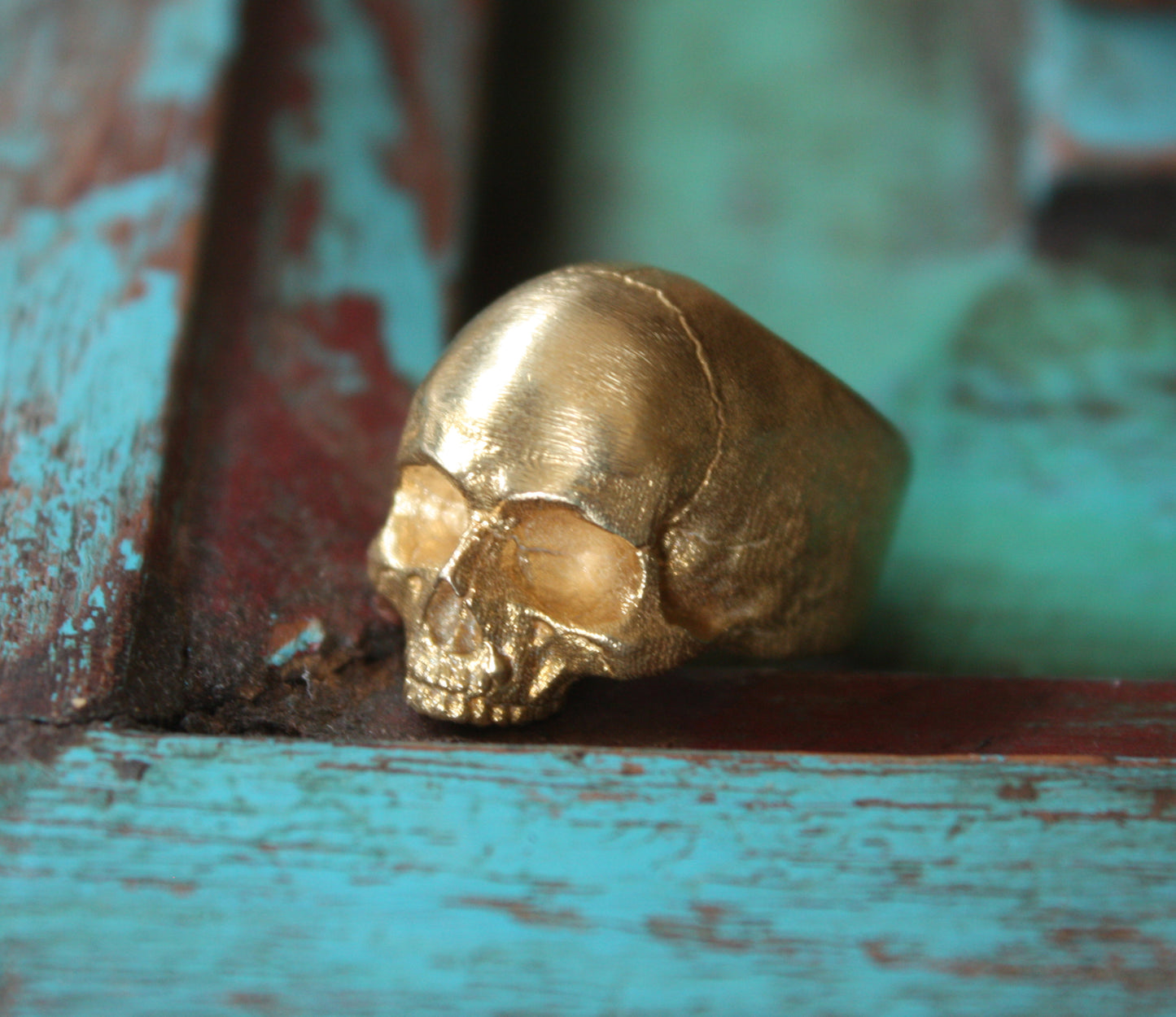 Brass Yorick Memento Mori Skull Ring