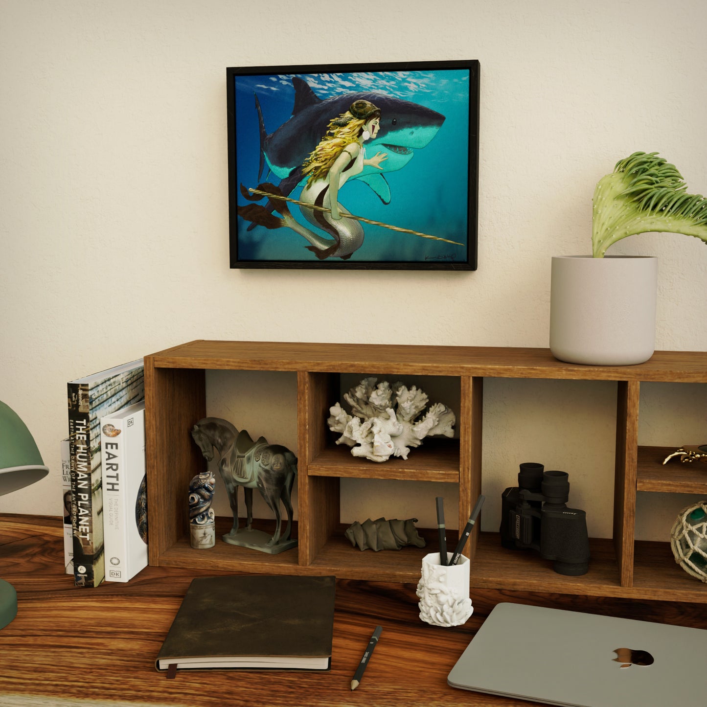 if mononoke was a mermaid black framed canvas print 11X14