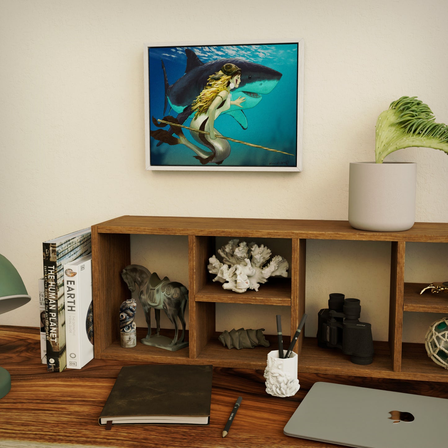 if mononoke was a mermaid white framed canvas print 11X14