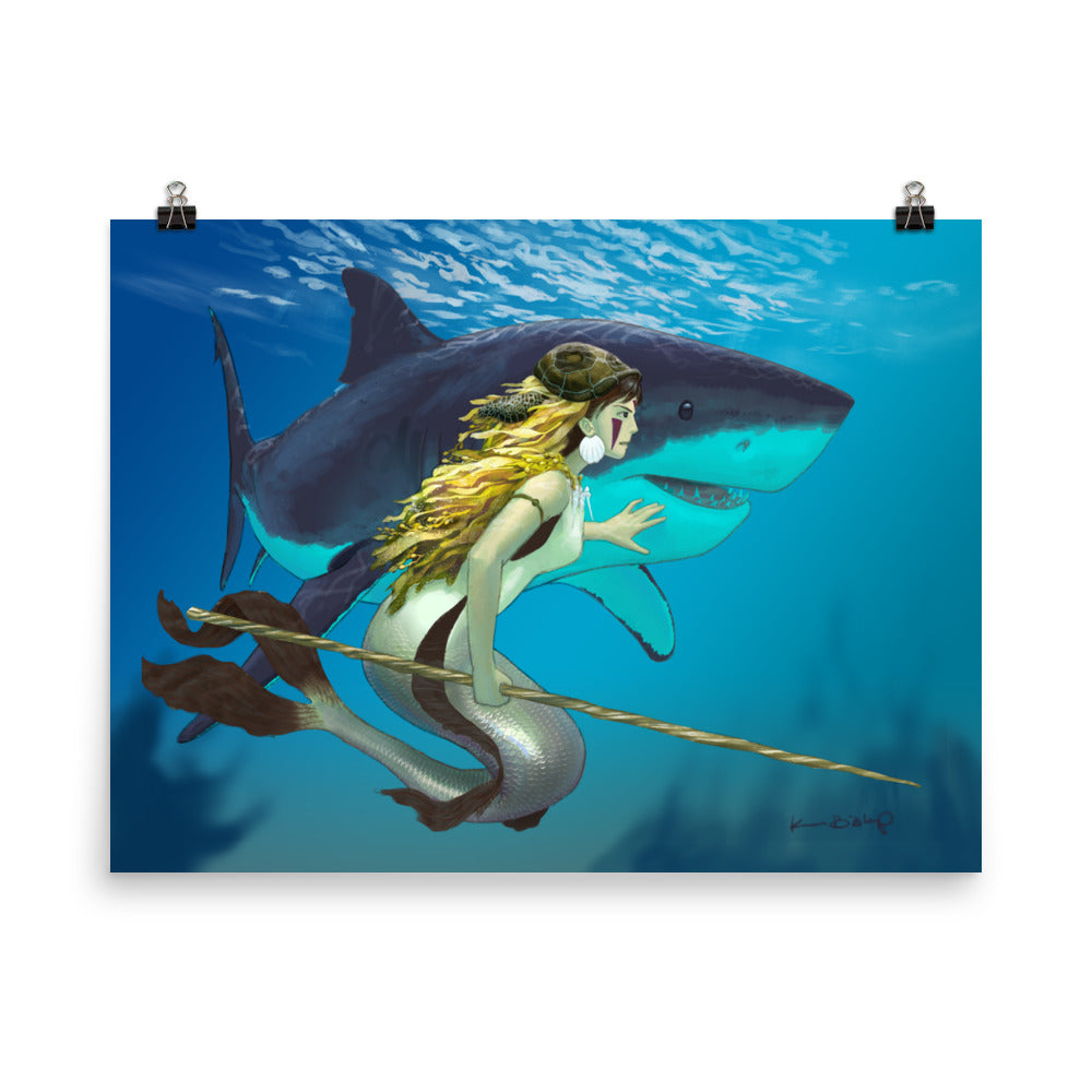 if mononoke was a mermaid art poster