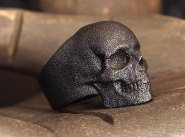 Blackened Steel Yorick Memento Mori Full Skull Ring