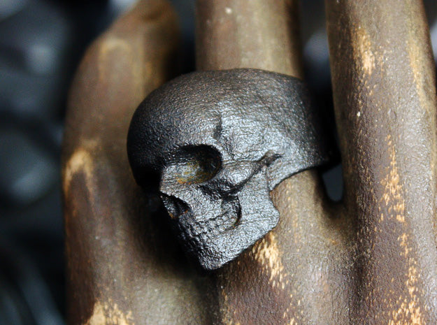 Blackened Steel Yorick Memento Mori Full Skull Ring