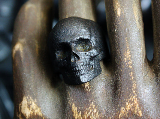 Blackened Steel Yorick Memento Mori Full Skull Ring