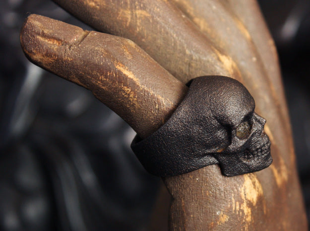 Blackened Steel Yorick Memento Mori Full Skull Ring