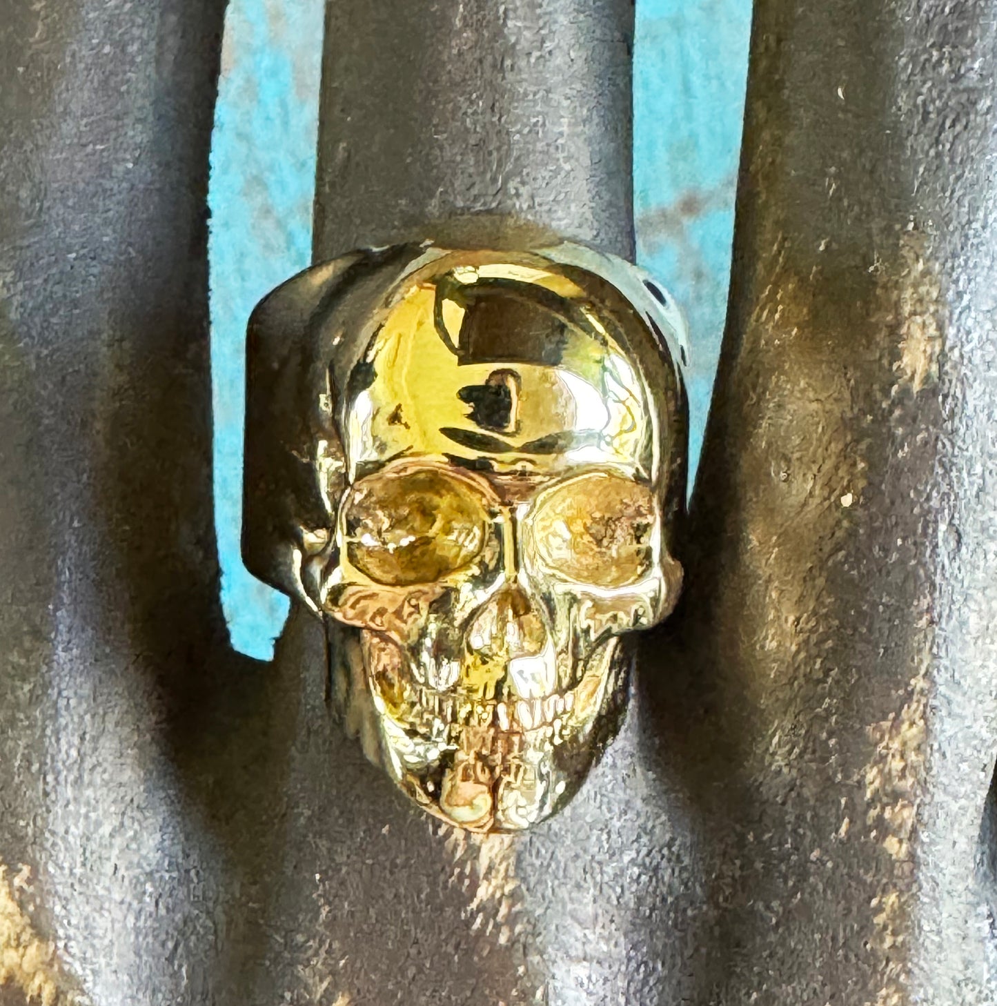 14k Gold Plated Yorick Memento Mori Full Skull Ring