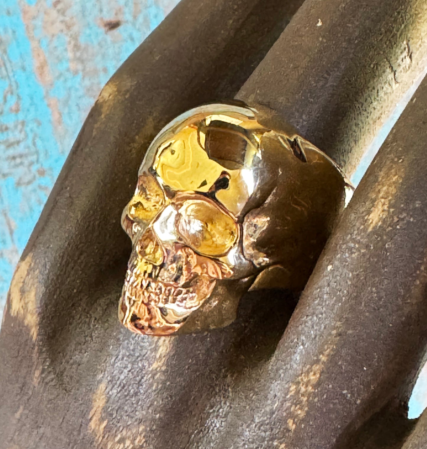 14k Gold Plated Yorick Memento Mori Full Skull Ring