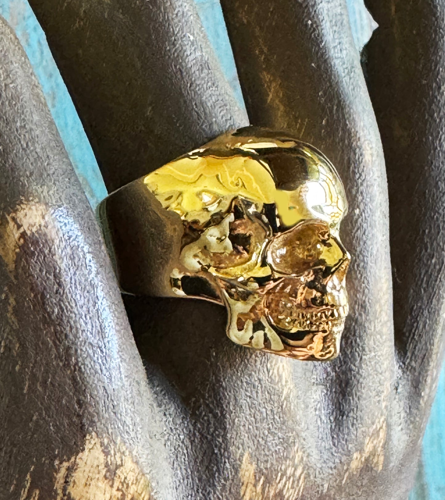 14k Gold Plated Yorick Memento Mori Full Skull Ring