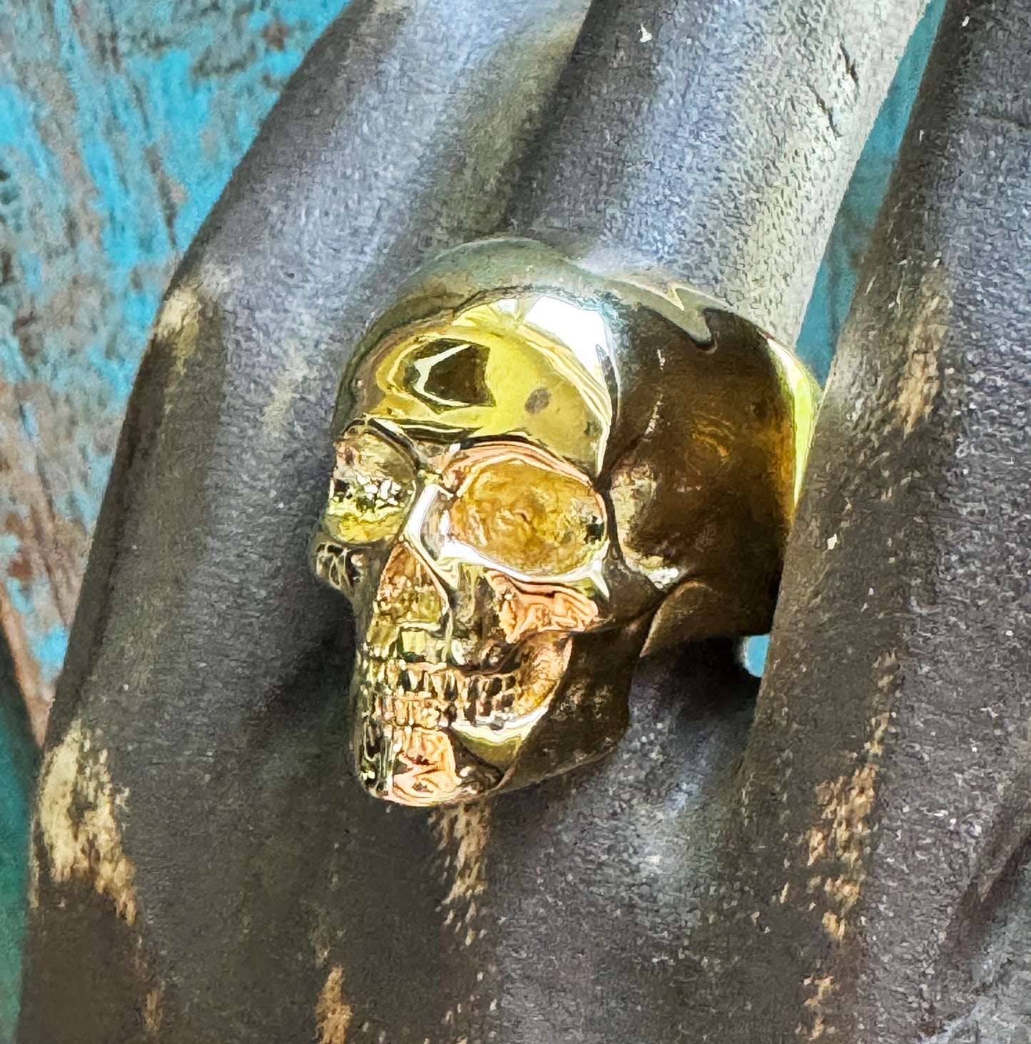14k Gold Plated Yorick Memento Mori Full Skull Ring