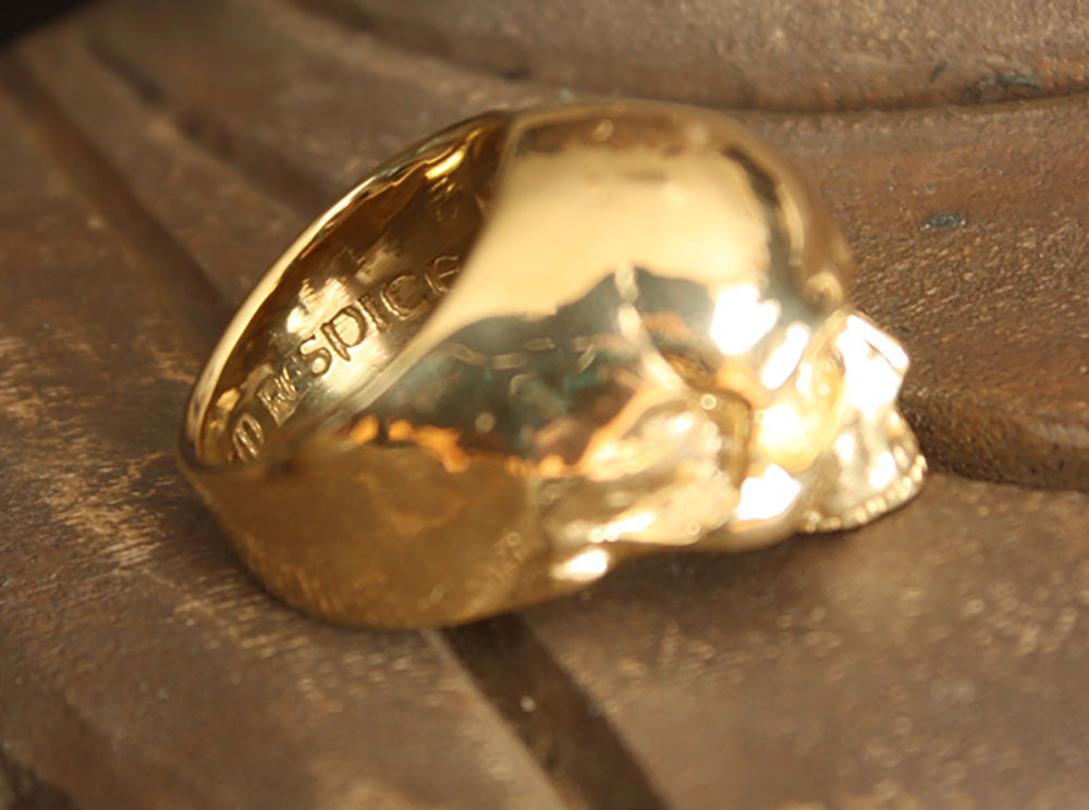 14k Gold Plated Yorick Memento Mori Skull Ring