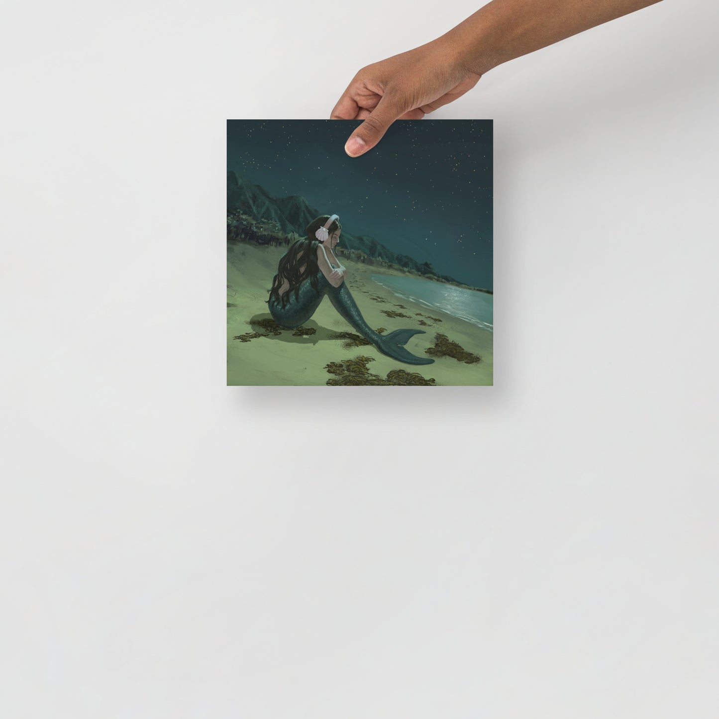sad mermaid print