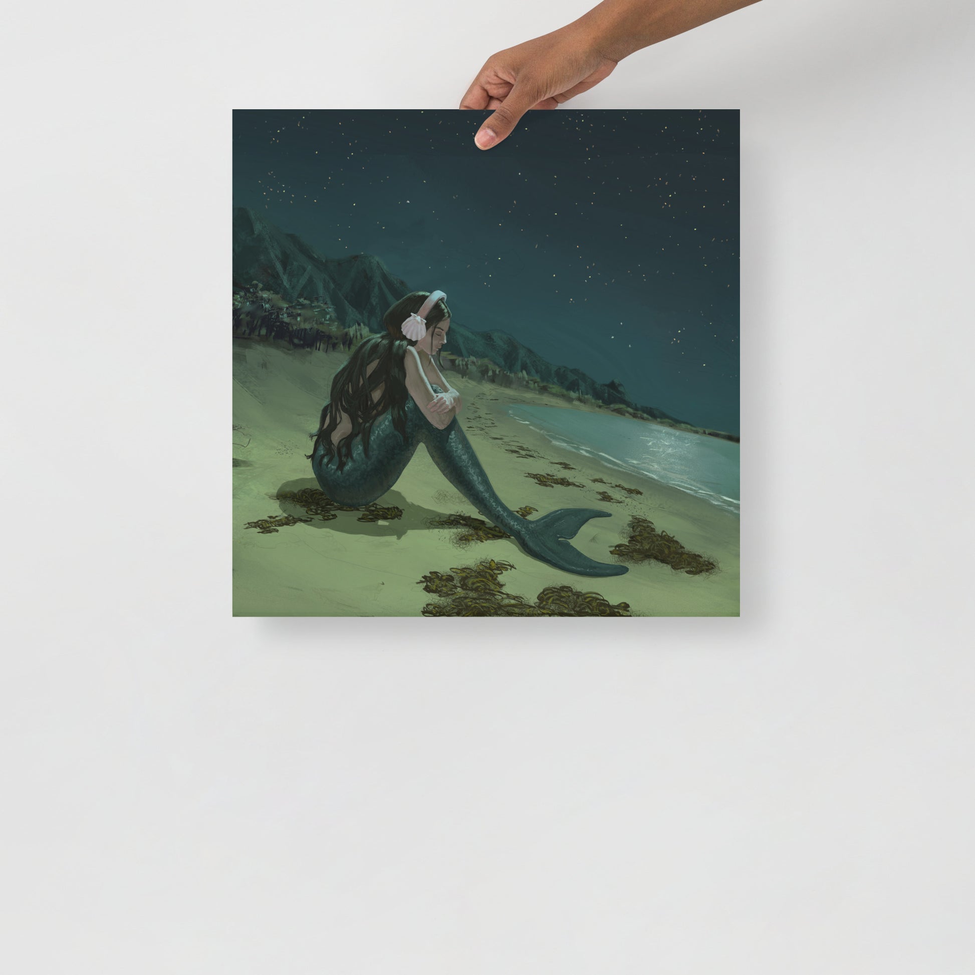 sad mermaid print